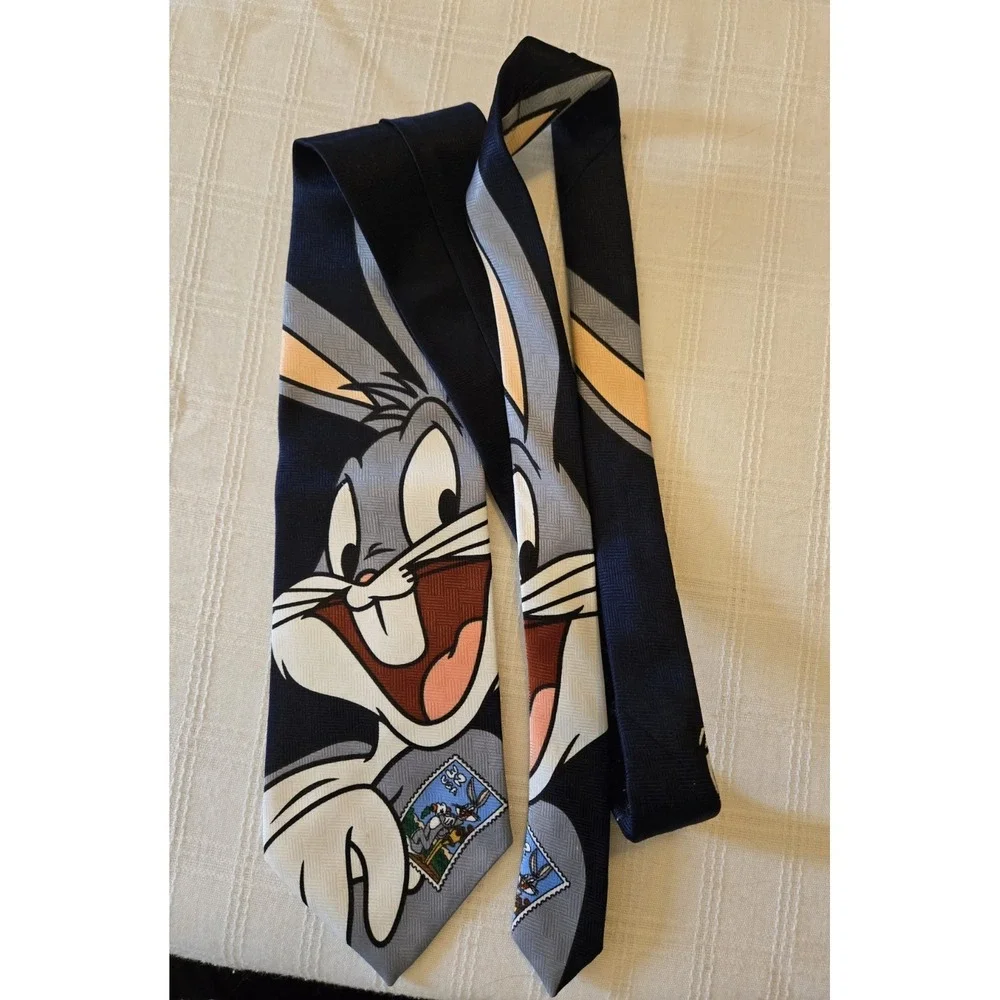 Vintage Looney Tunes Bugs Bunny Men's Tie Stamp Collection Warner Bros USPS EUC